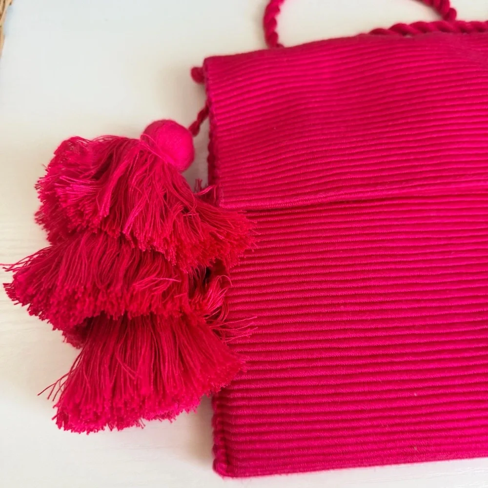 Sh*t That I Knit Pink Tassle Clutch